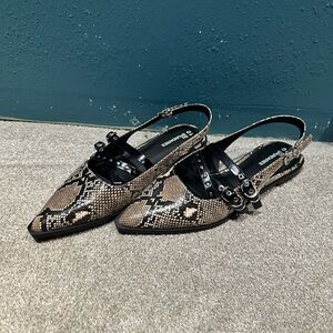 No Boundaries Snake Print Slingback Flats